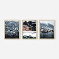 Zestaw obrazy w ramie, plakaty - śnieg, góry, zima - rama drewno