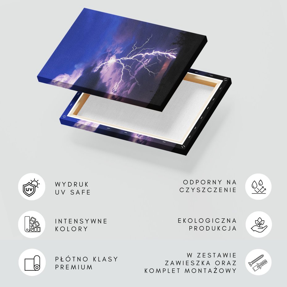 Obraz na płótnie - burza, piorun, noc