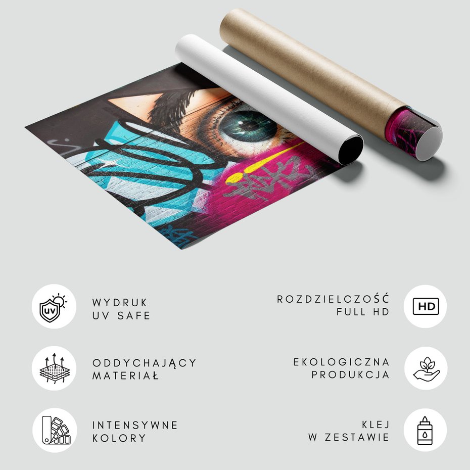 Fototapeta - graffiti, oko, ściana