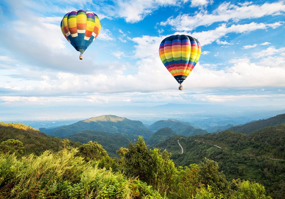 Fototapeta - balony, krajobraz, góry