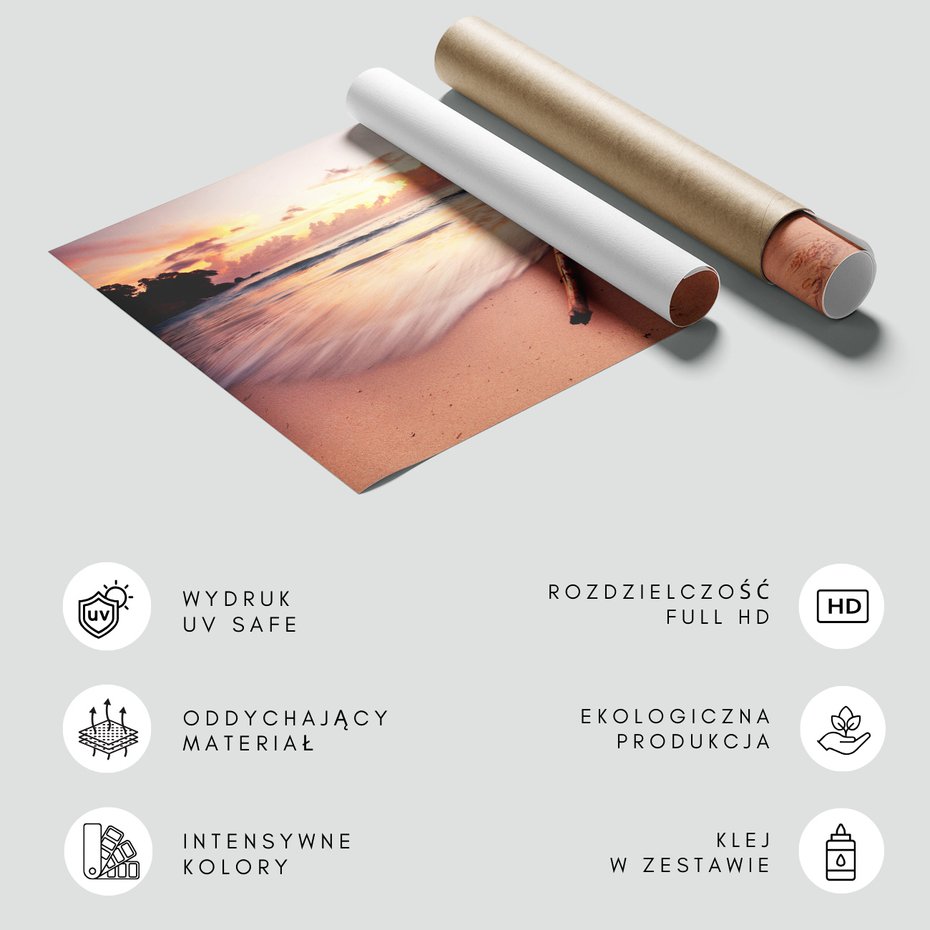 Fototapeta - plaża, zachód słońca, morze