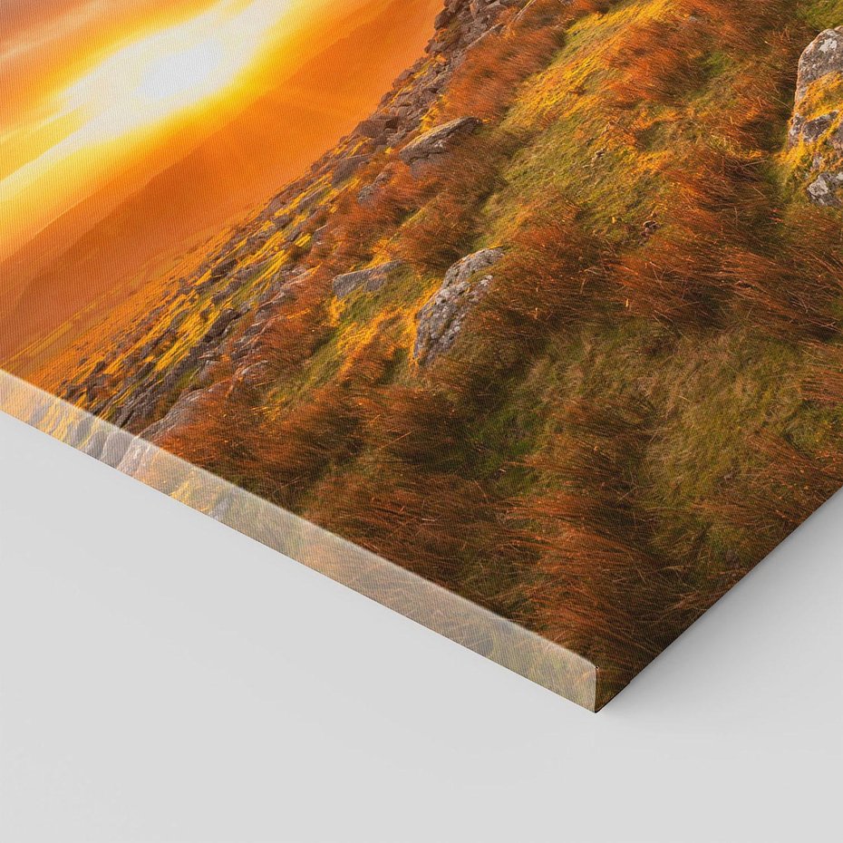 Obraz na płótnie - góry, skały, zachód słońca