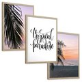 Zestaw obrazy w ramie, plakaty - palma, tropiki, morze - rama drewno