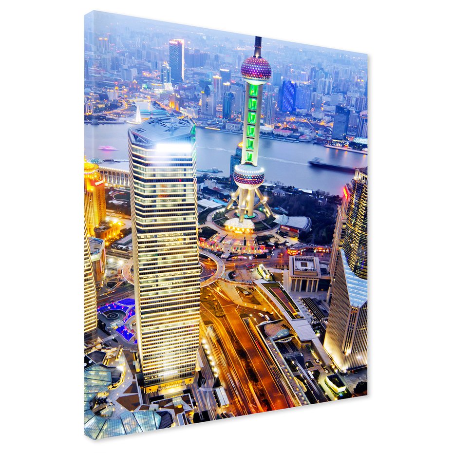Obraz na płótnie - miasto, noc, wieżowce