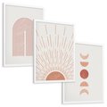 Zestaw obrazy w ramie, plakaty - abstrakcja, boho, minimalizm - rama biała