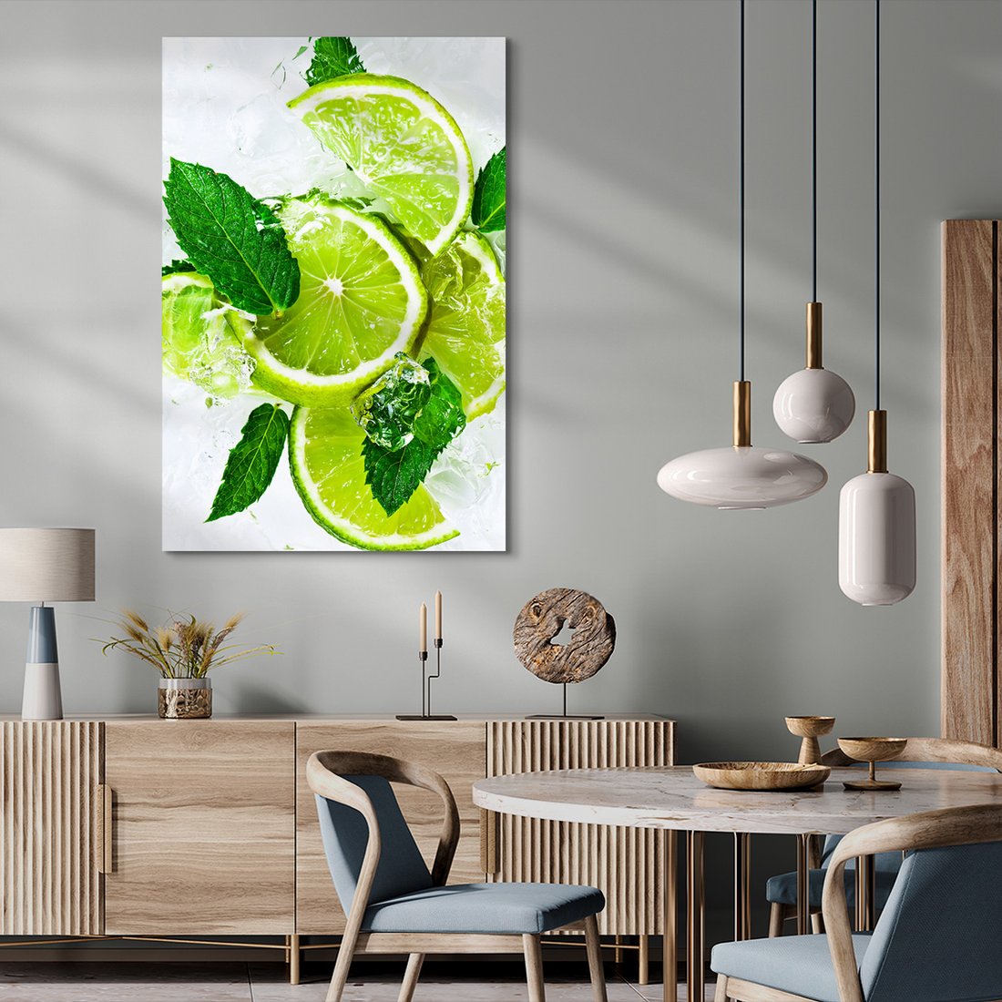 Obraz na płótnie - limonka, mięta, lód