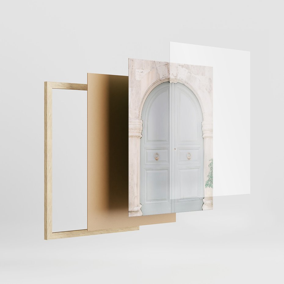 Zestaw obrazy w ramie, plakaty - podróż, cytryny, drzwi - rama drewno