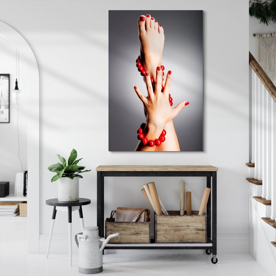 Obraz na płótnie - ręka, noga, czerwony