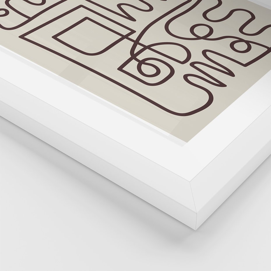 Zestaw obrazy w ramie, plakaty - abstrakcja,linie,figury - rama biała