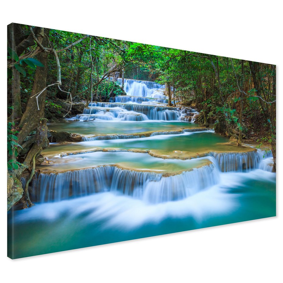 Obraz na płótnie - wodospad, las, natura