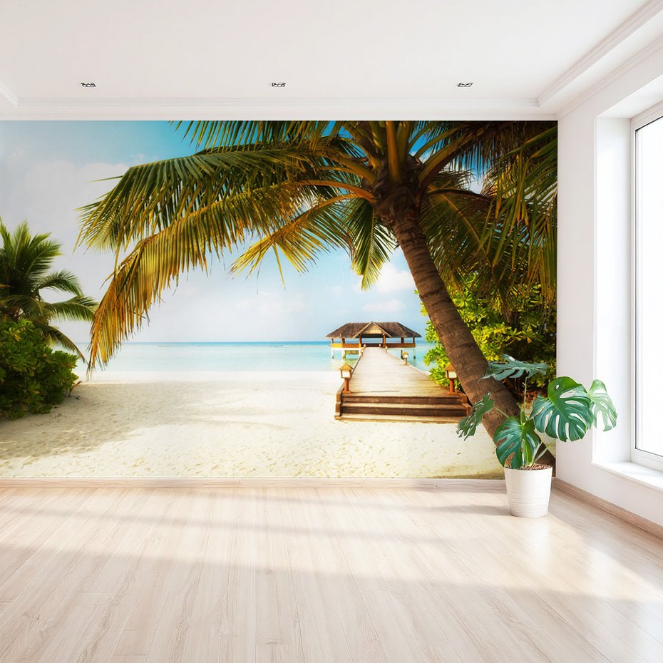 Fototapeta - plaża, palmy, morze