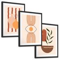 Zestaw obrazy w ramie, plakaty - abstrakcja, boho, minimalizm - rama czarna