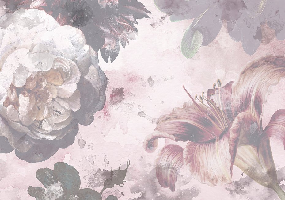 Fototapeta - loft, kwiaty, peonie