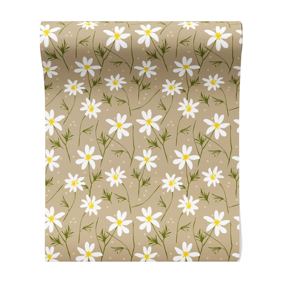 Tapeta - kwiaty, łodygi, kropki