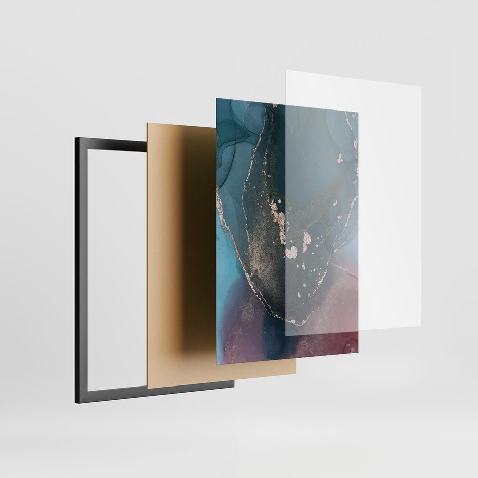 Zestaw obrazy w ramie, plakaty - abstrakcja,akwarele,marmur - rama czarna