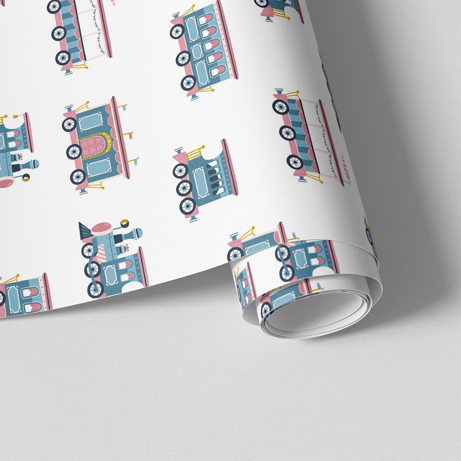 Tapeta - dziecięca, pociągi, wagony,