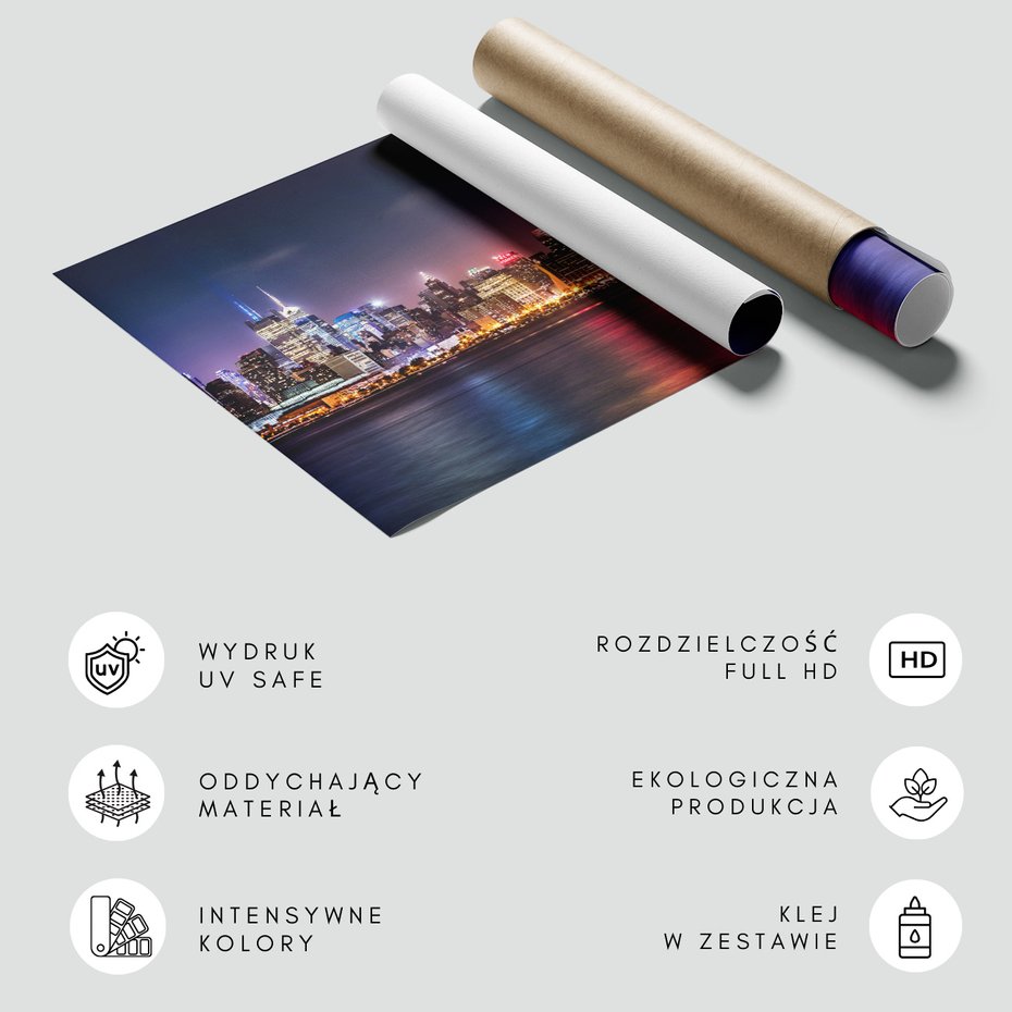 Fototapeta - miasto, noc, woda