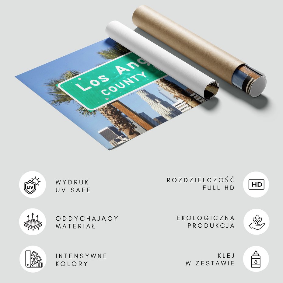 Fototapeta - Los Angeles, tablica, palmy