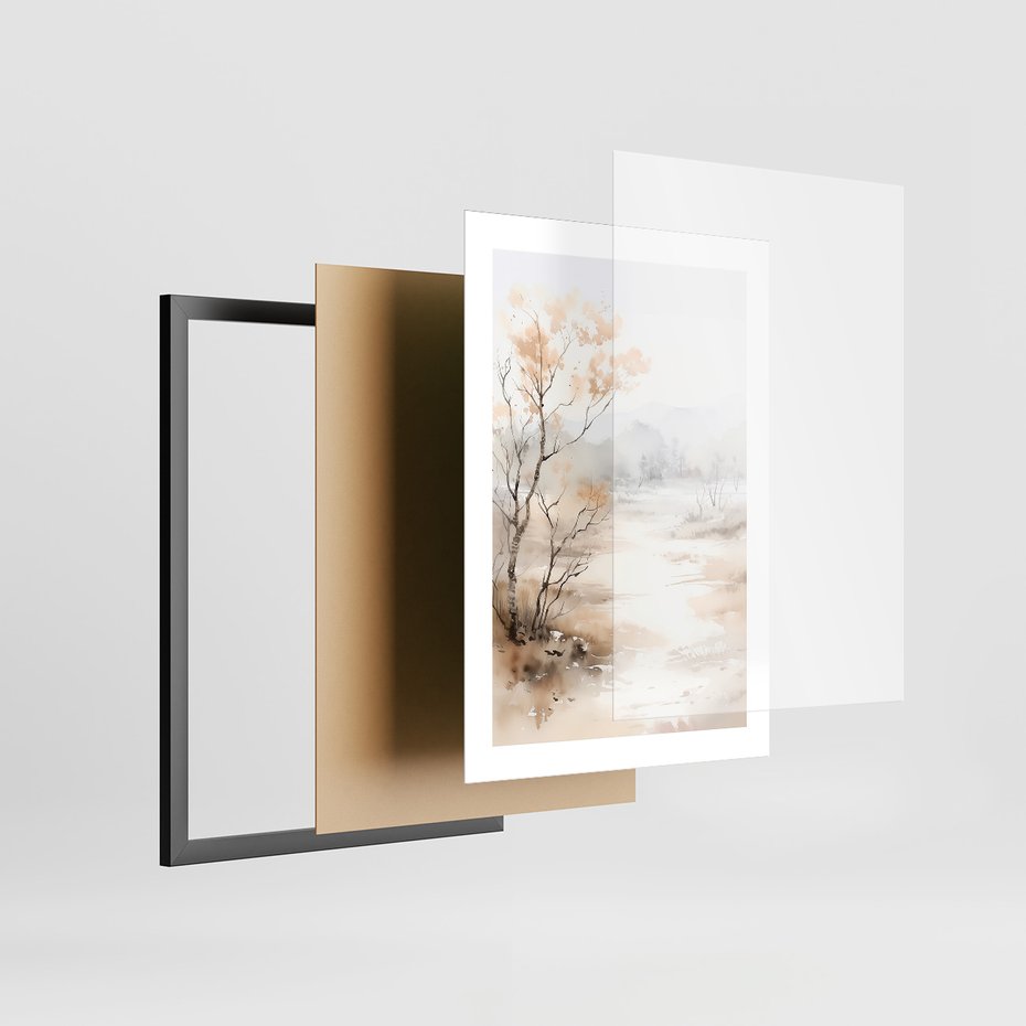 Zestaw obrazy w ramie, plakaty - krajobraz, abstrakcja, natura - rama czarna