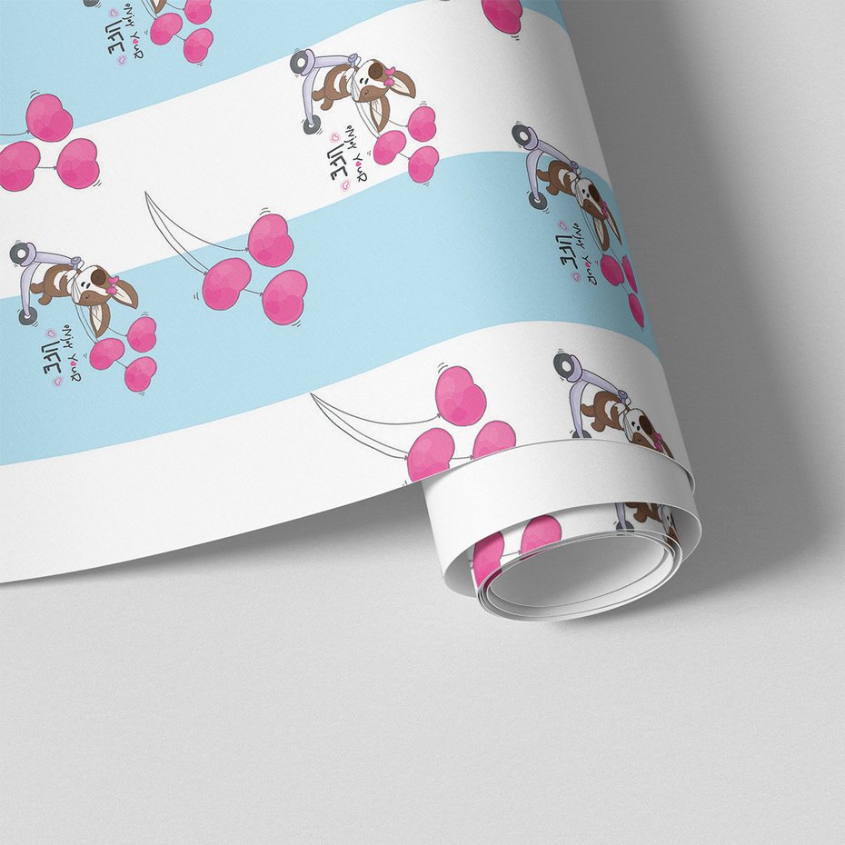 Tapeta - dziecięca, królik, hulajnoga, balony