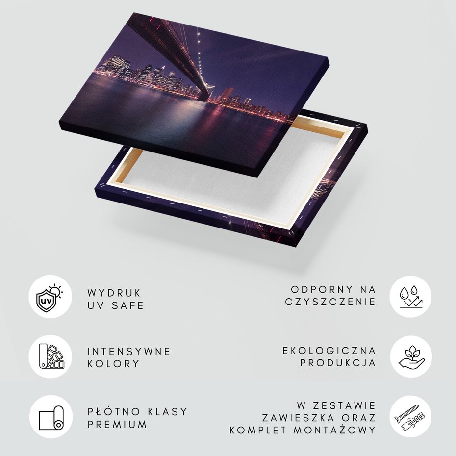 Obraz na płótnie - miasto, most, noc