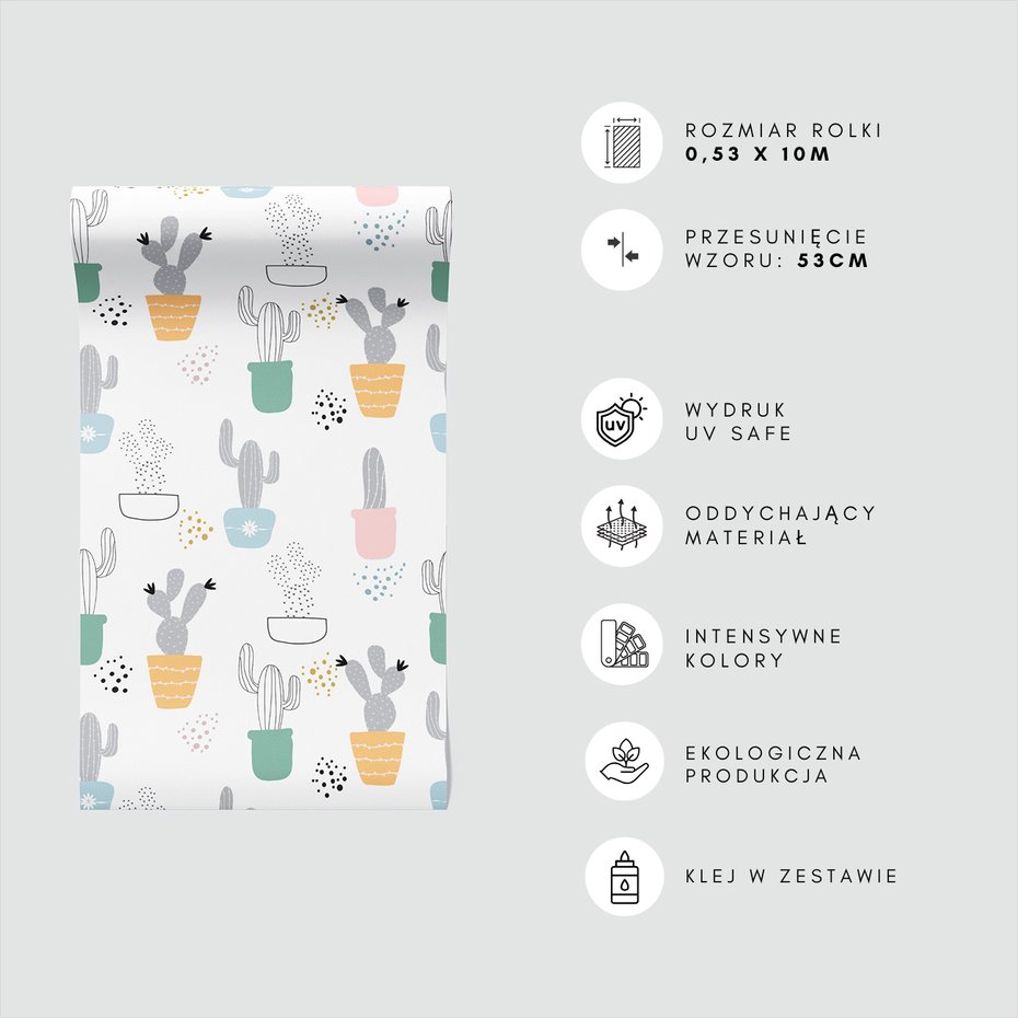 Tapeta - kaktus, doniczka, ilustracja
