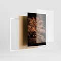 Zestaw obrazy w ramie, plakaty - jesień, liście, brązowy - rama biała