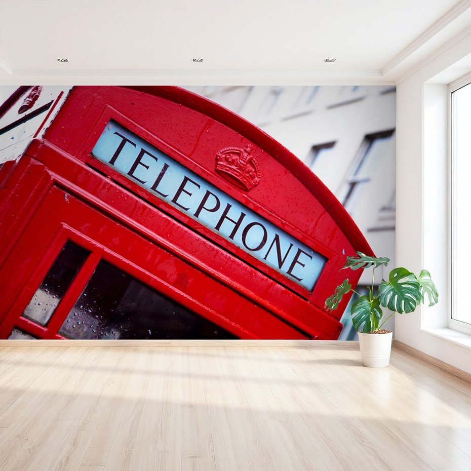 Fototapeta - budka telefoniczna, Londyn, czerwony