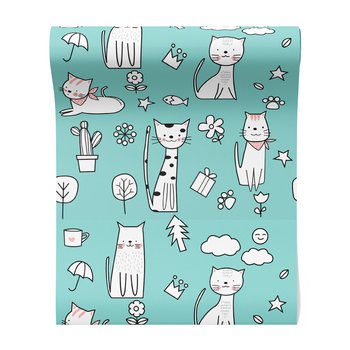 Tapeta - dziecięca, koty, wzór, tło