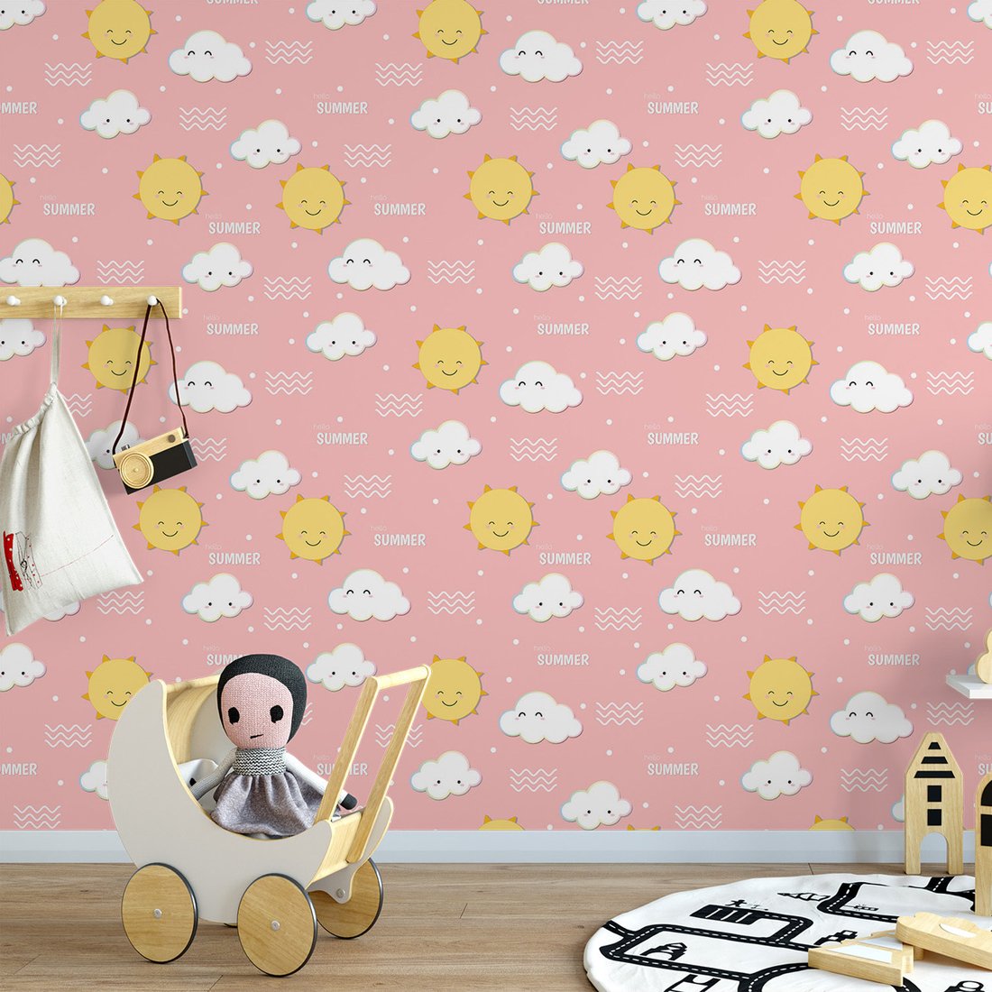 Tapeta - dziecięca, słońce, chmura, lato