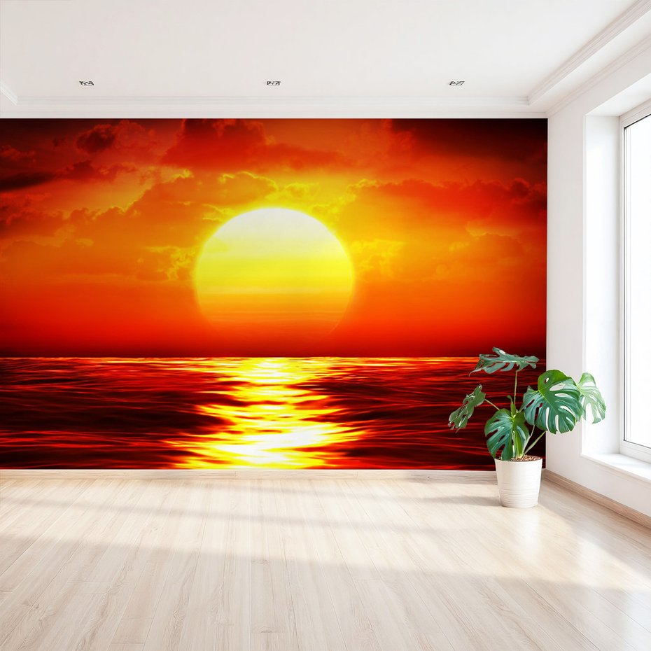 Fototapeta - zachód słońca, morze, niebo