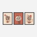 Zestaw obrazy w ramie, plakaty - liście, roślina, abstrakcja - rama czarna