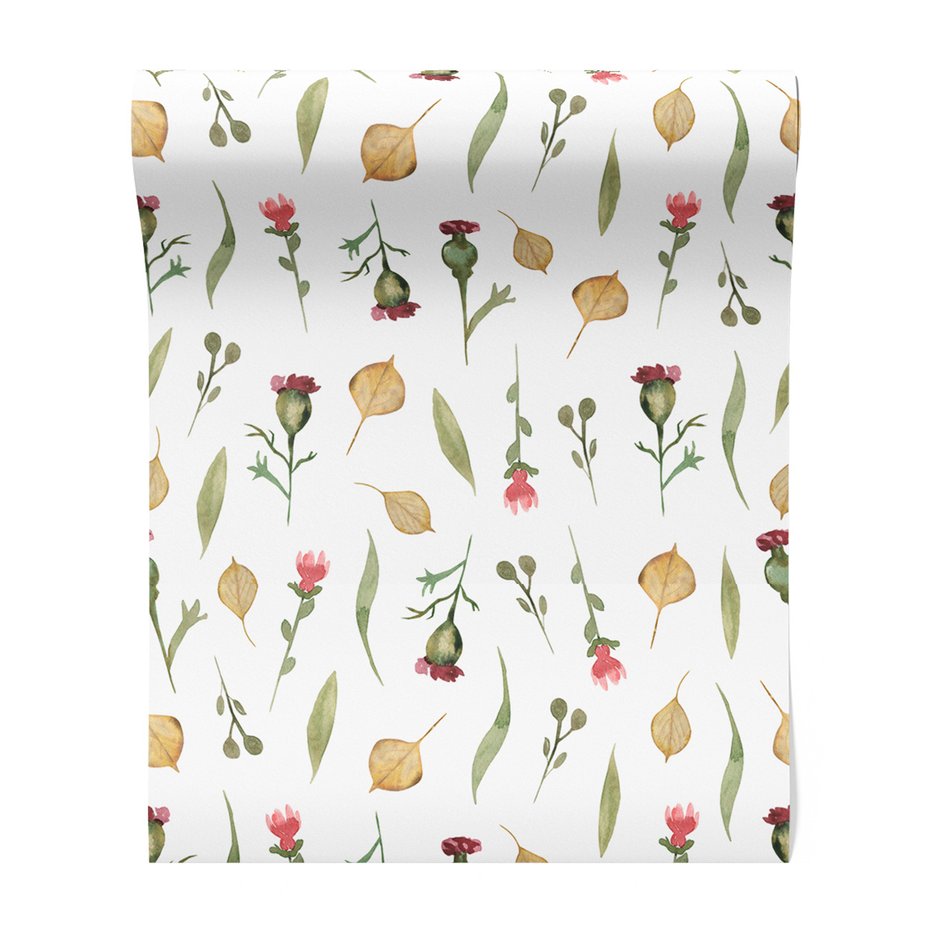 Tapeta - liście, kwiaty, wzór