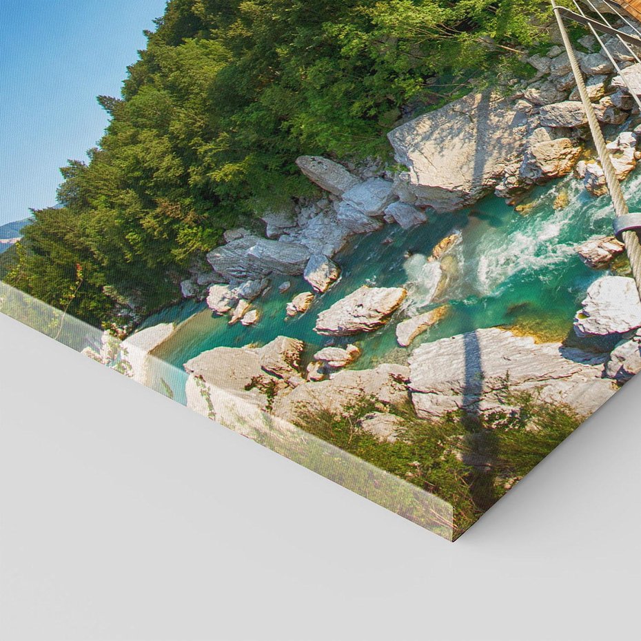 Obraz na płótnie - rzeka, most, las