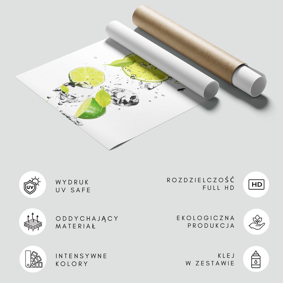 Fototapeta - limonka, lód, woda