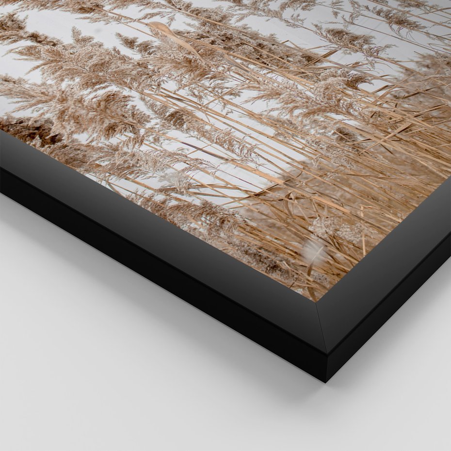 Zestaw obrazy w ramie, plakaty - trzcina, plaża, morze - rama czarna