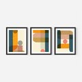 Zestaw obrazy w ramie, plakaty - geometryczne, abstrakcja, minimalizm - rama czarna
