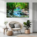 Obraz na płótnie - wodospad, las, woda