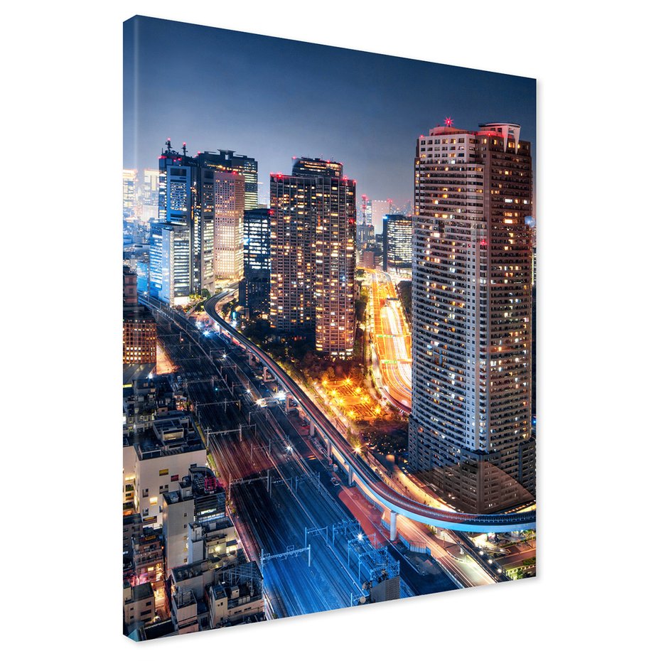 Obraz na płótnie - miasto, noc, budynki