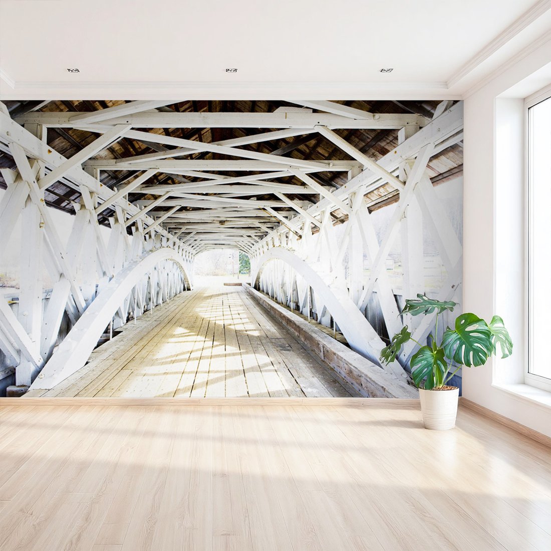 Fototapeta - most kryty, drewno, konstrukcja