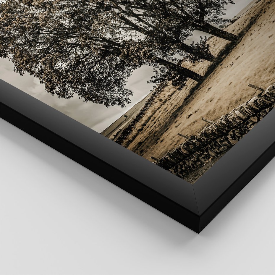 Zestaw obrazy w ramie, plakaty - krajobraz, góry, drzewa - rama czarna