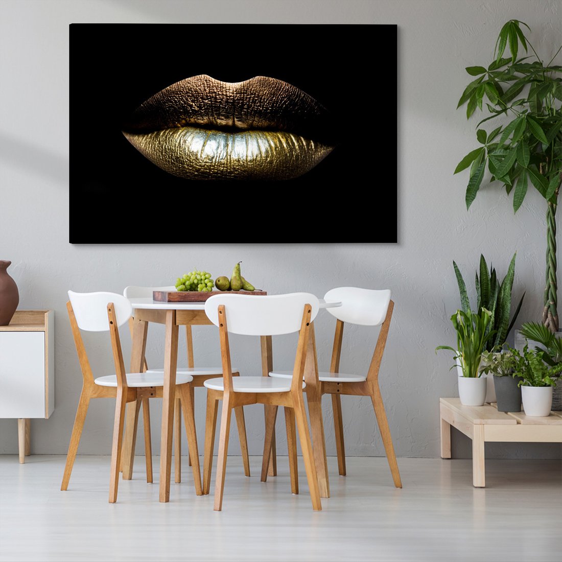 Obraz na płótnie - usta, złoto, blask
