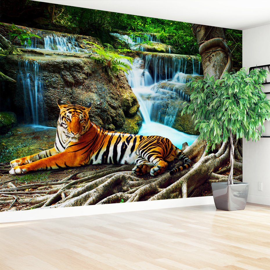 Fototapeta - tygrys, wodospad, natura