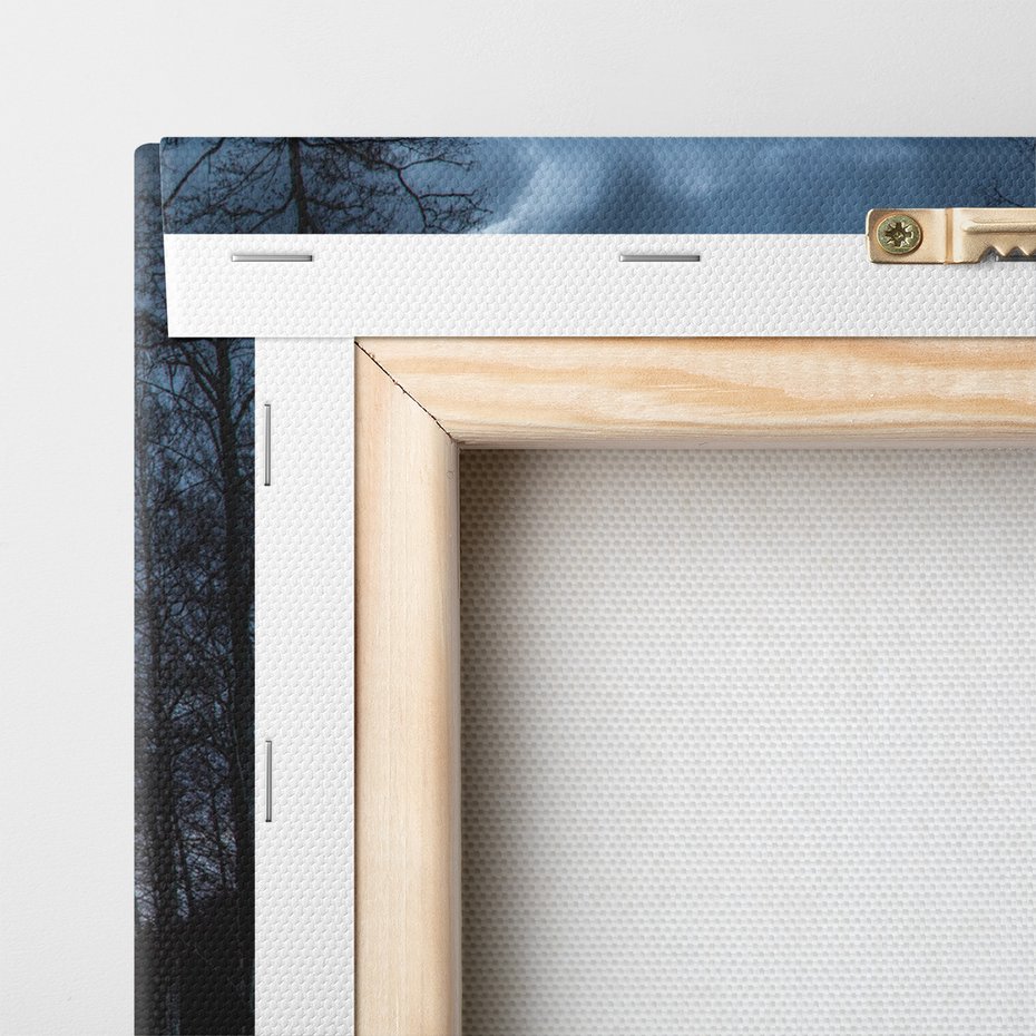 Obraz na płótnie - jezioro, drzewa, zachód słońca