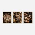 Zestaw obrazy w ramie, plakaty - liście,jeleń,las - rama drewno