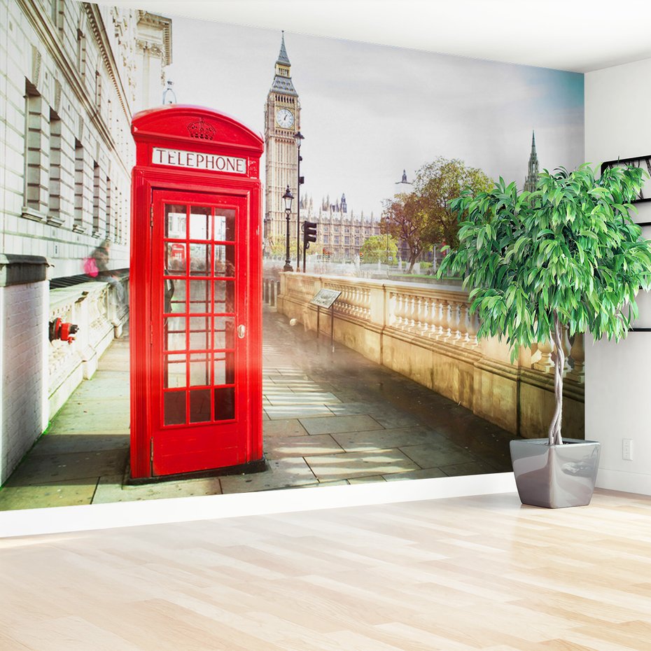 Fototapeta - Londyn, budka telefoniczna, miasto
