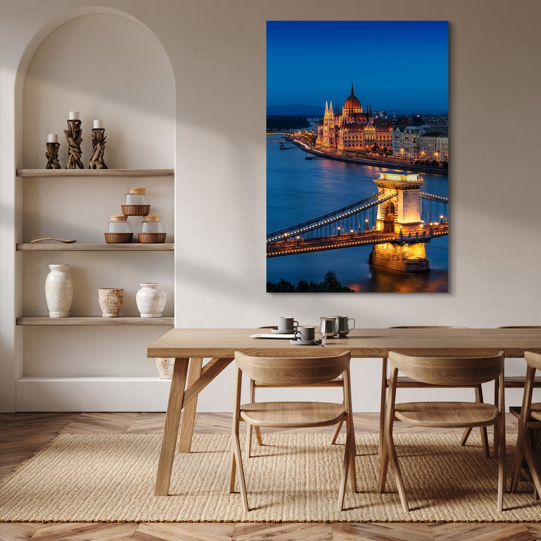 Obraz na płótnie - Budapeszt, most, noc