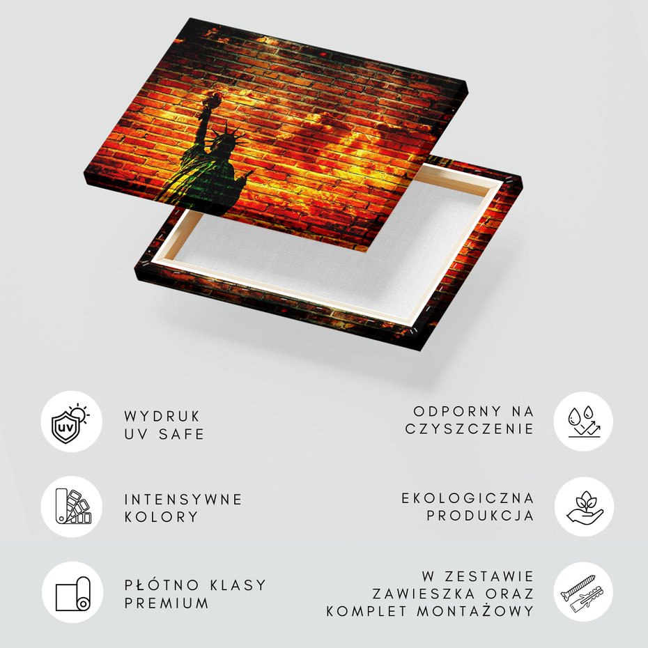 Obraz na płótnie - Statua Wolności, Mur, Czerwony