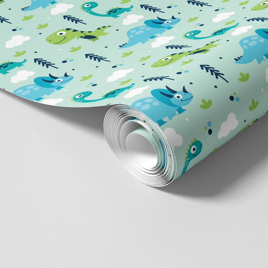 Tapeta - dziecięca, dinozaury, wzór,