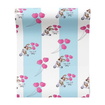 Tapeta - dziecięca, królik, hulajnoga, balony